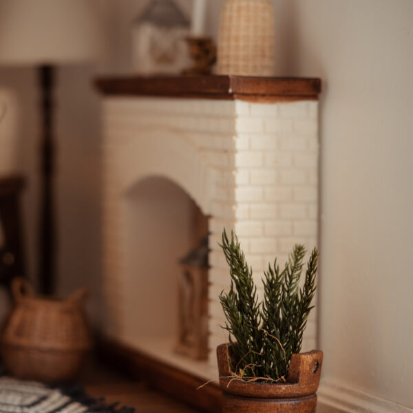 Tiesto barril con ramas de abeto